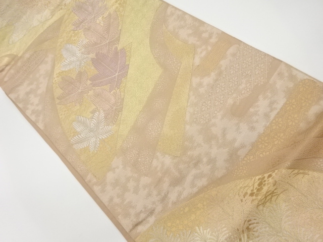 JAPANESE KIMONO / VINTAGE  FUKURO OBI / WOVEN JIGAMI PATTERN & PINE